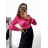 Body alá blúzka elegantný saténové dlhý rukáv dámske (S/M ONE SIZE) TALIANSKA MÓDA IMM2333030/DU S/M ružová