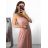 Šaty dlhé elegantné spoločenské na ramienka dámske (S/M ONE SIZE) TALIANSKA MÓDA IMPSH233586/DU