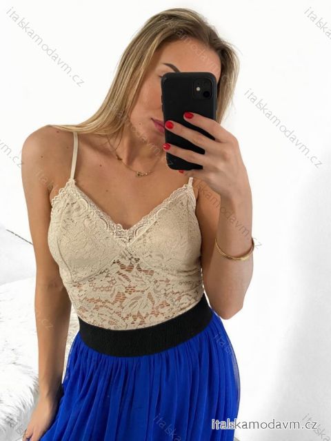 Body tílko elegantní krajkové dámské (S/M ONE SIZE) ITALSKÁ MÓDA IMM22291/DU S/M béžová