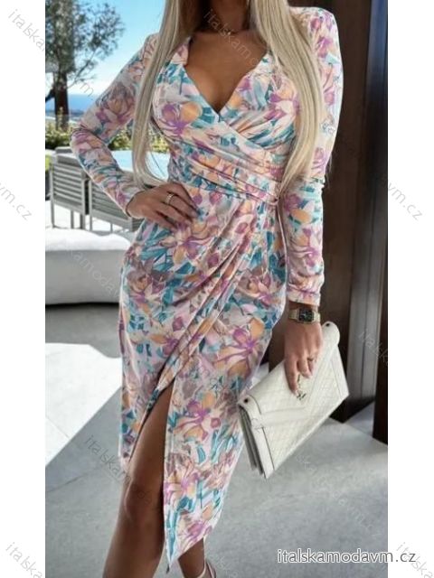 Šaty elegantný dlhý rukáv dámske (S/M ONE SIZE) TALIANSKA MÓDA IMWM23891