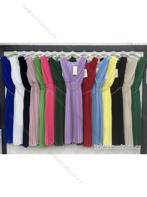 Šaty šifonové elegantní skládané bez rukávu dámské (S/M ONE SIZE) ITALSKÁ MÓDA IMWB23857