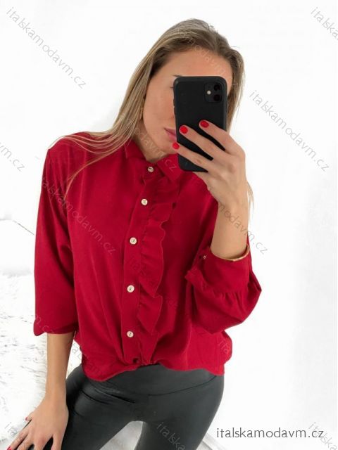 Košile dlouhý rukáv dámská (S/M ONE SIZE) ITALSKÁ MÓDA IMWGS223320/DU S/M tmavě červená