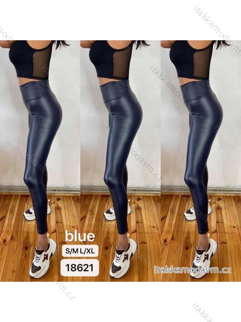 Legíny koženkové vysoký pas modré (S-XL) JEANS TMWL202048B/DR