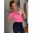 Tričko krátký rukáv dirkované dámské (S/M/L ONE SIZE) ITALSKá MóDA IM521020/DR S / M / L čierna