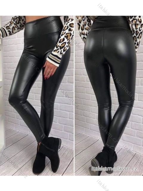 Legíny koženkové zateplené dlouhé dámské (S/M, M/L, LX/2XL) TURECKÁ MODA TM9222048/DR černá L/XL