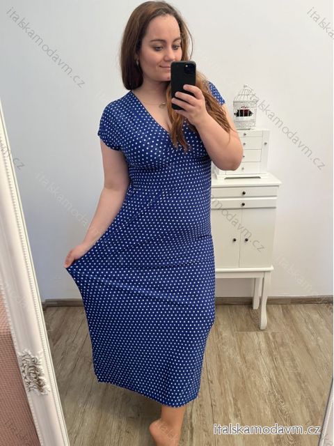 Šaty dlouhé elegantní icecool bez rukávu dámské (M/L, XL/XXL) AINUOSI  ITALSKÁ MODA IMB23PUNTIK/DU