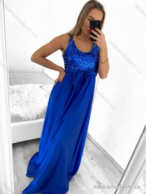 Šaty dlhé elegantné bez rukávov dámske (S/M ONE SIZE) TALIANSKA MÓDA IMPLP2357280016/DU S/M kráľovská modrá