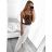 Kalhoty dlouhé s páskem dámské (S/M ONE SIZE) ITALSKÁ MÓDA IMPGM232378/DU S/M biela