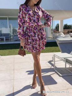 Šaty elegantné letné dlhý rukáv dámske kvetované (S/M ONE SIZE) TALIANSKA MÓDA IMD23218