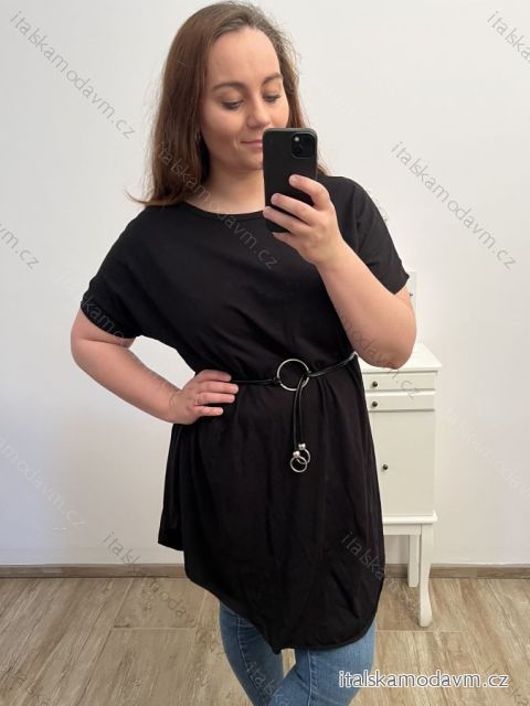 Šaty/tunika oversize krátky rukáv bavlnené (XL /2XL/3XL/4XL ONE SIZE) TALIANSKÁ MÓDA IMD20112 / DR