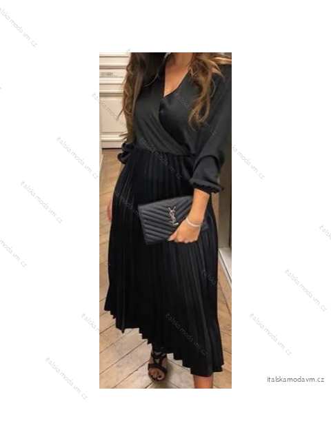 Šaty dlhé elegantný dlhý rukáv dámske (S/M ONE SIZE) TALIANSKA MÓDA IMPMG235775