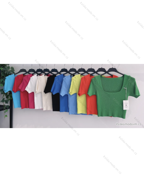 Crop top krátký rukáv dámský (S/M ONE SIZE) ITALSKÁ MÓDA IMPMG231018