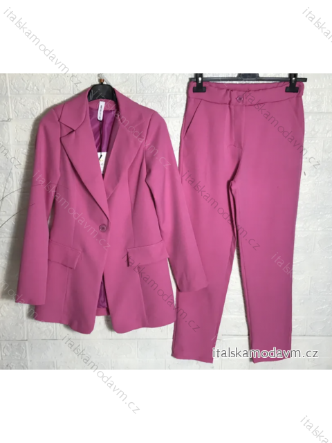 Súprava nohavice a sako dlhý rukáv dámska (S-XL) TALIANSKA MÓDA IMPGM237879-2 ružová L