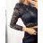 Halenka krajková croptop dlouhý rukáv dámské (S/M ONE SIZE) ITALSKÁ MÓDA IMPGM233371