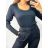 Tričko dlouhý rukáv dámské (S/M ONE SIZE) ITALSKÁ MÓDA IMWB23070/DU S/M Černá