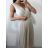 Šaty elegantní se skládanou sukní bez rukávu dámské (S/M ONE SIZE) ITALSKá MóDA IM42359100/DU S/M béžová
