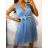 Šaty společenské elegantní krátké bez rukávů tilové dámské Nikol (S/M ONE SIZE) ITALSKá MóDA IMM22305/DR starorůžová