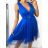 Šaty společenské elegantní krátké bez rukávů tilové dámské Nikol (S/M ONE SIZE) ITALSKá MóDA IMM22305/DR starorůžová