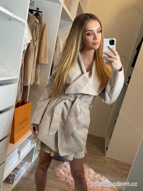 Kabátek flaušový krátký dámský (S/M/L ONE SIZE) ITALSKÁ MÓDA IMD22660 šedá M / L