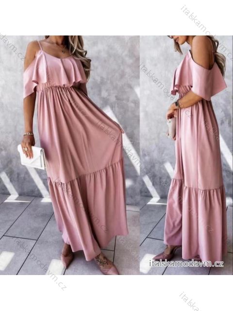 Šaty dlouhé letní carmen přes ramena dámské (S/M ONE SIZE) ITALSKÁ MÓDA IMM2255050/DR