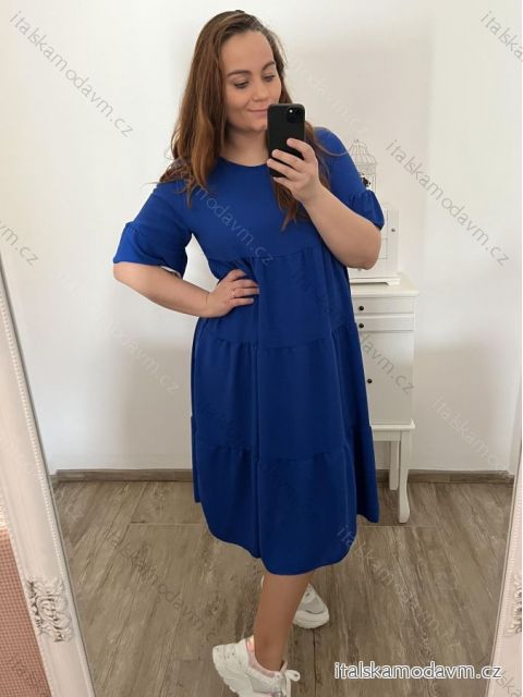Šaty dlhé krátky rukáv dámske (L/XL/2XL ONE SIZE) TALIANSKA MÓDA IMD23159/DUR