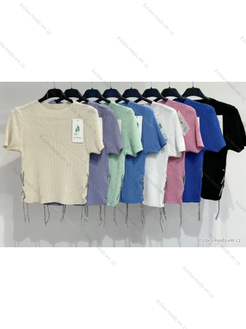 Top croptop krátký rukáv dámský (S/M ONE SIZE) ITALSKÁ MÓDA IMPMD233928a