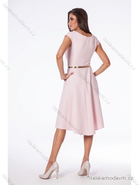 Šaty společenské bez rukávu dámské (36-56) POLSKÁ MÓDA PMLMR23KAREN-3 svetlo ružová 42