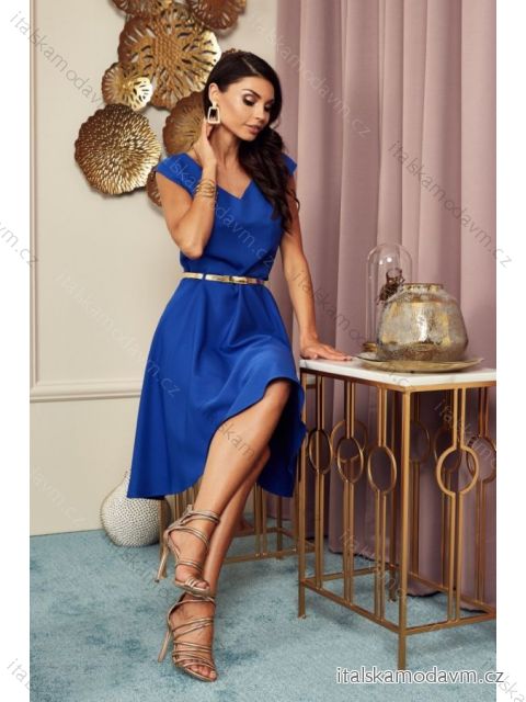 Šaty spoločenské bez rukávu dámske (36-56) POLSKÁ MÓDA PMLMR23KAREN-7 kráľovská modrá 44