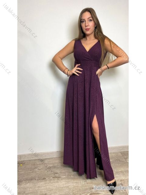 Šaty dlhé spoločenské bez rukávu dámske (34-54) POLSKÁ MÓDA PMLMR23ANITA-2 vínová 40