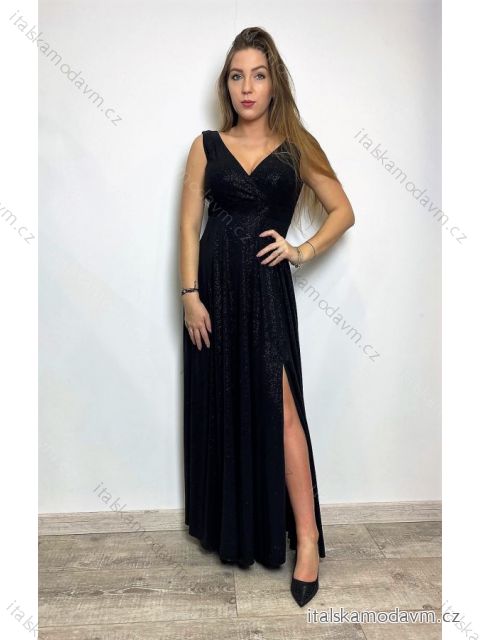 Šaty dlouhé společenské bez rukávu dámské (34-54) POLSKÁ MÓDA PMLMR23ANITA-3 čierna 48