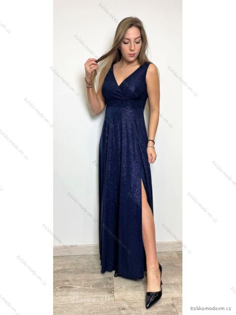 Šaty dlouhé společenské bez rukávu dámské (34-54) POLSKÁ MÓDA PMLMR23ANITA-4 tmavo modrá 40