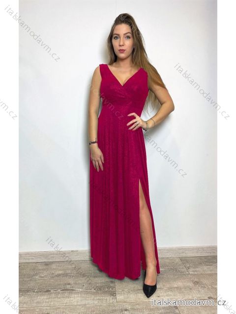 Šaty dlouhé společenské bez rukávu dámské (34-54) POLSKÁ MÓDA PMLMR23ANITA-7 vínová 48