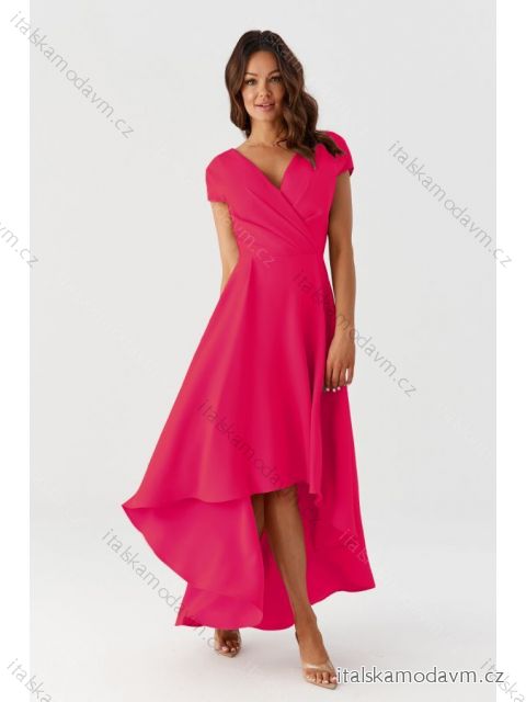 Šaty dlhé spoločenské krátky rukáv dámske (36-56) POLSKÁ MÓDA PMLMR23SELENA-1