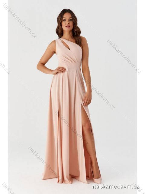 Šaty dlouhé společenské bez rukávu dámské (34-44) POLSKÁ MÓDA PMLMR23JULIA broskvová 38