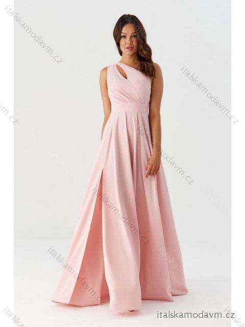 Šaty dlouhé společenské bez rukávu dámské (34-44) POLSKÁ MÓDA PMLMR23JULIA-1 světle růžová 44