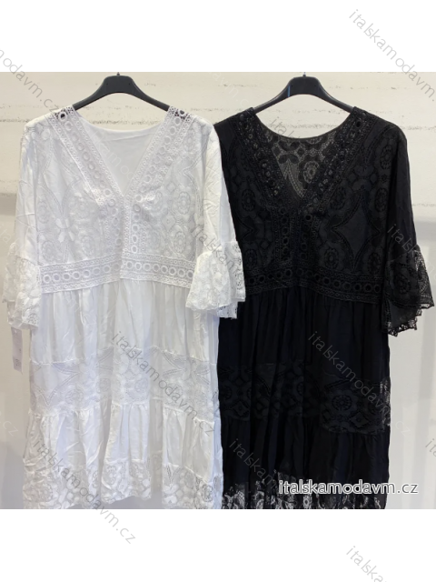 Tunika krajková plážová krátký rukáv dámská (S/M ONE SIZE) ITALSKÁ MÓDA IMPMD2385658a