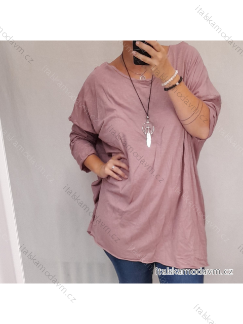 Tričko tunika s přívěškem dlouhý rukáv dámská (3XL/5XL ONE SIZE) ITALSKá MóDA IM321588/DR