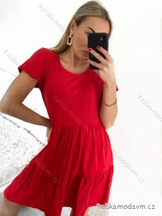 Šaty letní volnočasové bavlněné krátký rukáv dámské (S/M/L ONE SIZE) ITALSKÁ MÓDA IMD22472