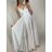 Šaty dlhé saténové na ramienka dámske Elisabet (XS/S/M/L ONE SIZE) TALIANSKA MÓDA IMM22360 biela
