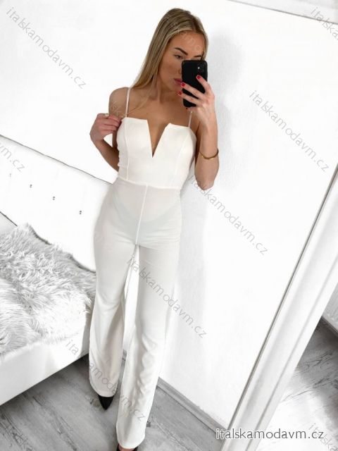 Overal dlhý bez rukávu/na ramienka dámsky (S/M ONE SIZE) TALIANSKA MÓDA IMPBB23B8850/DU biela