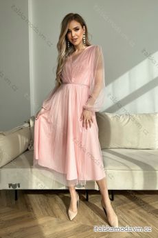 Šaty elegantné spoločenské dlhý rukáv dámske (34-44) POLSKÁ MÓDA PMLBC23269-12