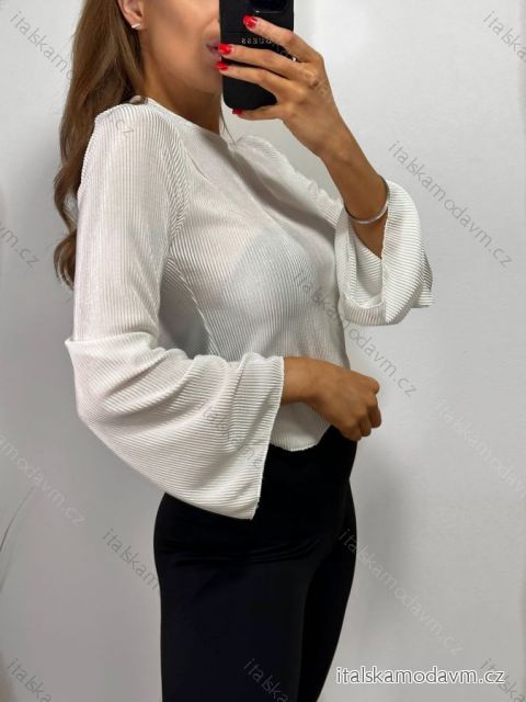 Tričko elegantní dlouhý rukáv dámské (S/M ONE SIZE) ITALSKÁ MÓDA IMPGM234489/DU S/M biela