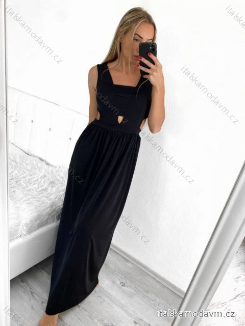 Šaty dlhé letné elegantné bez rukávov dámske (S/M ONE SIZE) TALIANSKA MÓDA IMWE231510/DU S/M čierna