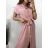 Šaty košeľové krátky rukáv dámske (S/M/L ONE SIZE) TALIANSKÁ MÓDA IMWB23295/DR M / L svetlo modrá
