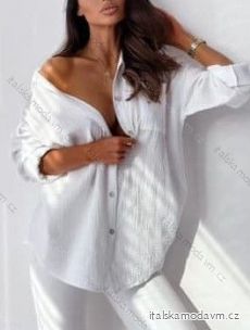 Košeľa oversize mušelínová dlhý rukáv dámska (L/XL/2XL ONE SIZE) TALIANSKA MODA IMD23405