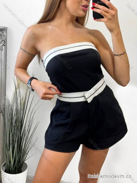 Croptop elegantný bez rukávov dámsky (S/M ONE SIZE) TALIANSKA MÓDA IMM2310519/DU S/M čierna