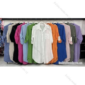 Šaty letné košeľové dlhý rukáv dámske nadrozmer (XL/2XL ONE SIZE) TALIANSKA MÓDA IMWD231892