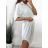 Šaty košilové 3/4 krátký rukáv dámské (S/M/L/XL ONE SIZE) ITALSKÁ MÓDA IMC23025/DU L/XL biela