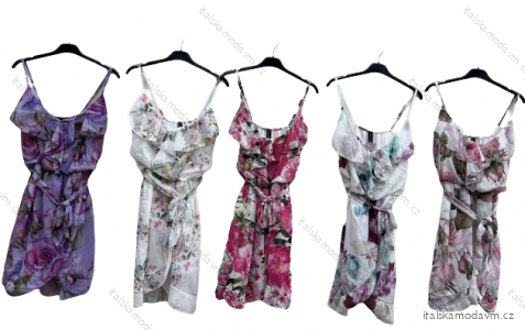 Šaty letné šifónové kvetované na ramienka dámske (S/M ONE SIZE) TALIANSKA MÓDA IMD23425