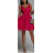 Šaty letní elegantní šifonové na ramínka dámské (S/M ONE SIZE) ITALSKÁ MÓDA IMM22Q52307/DR tmavě růžová